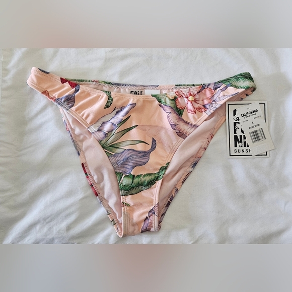 Other - California Sunshine Floral Bikini Bottom NWT Size Large Tropical Swim.